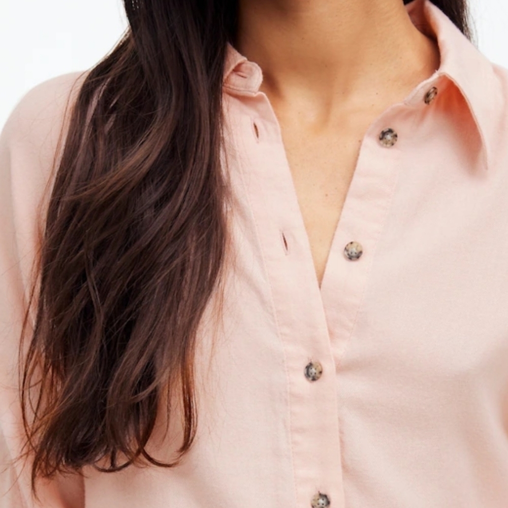 Madewell Heathered Flannel Shirt Button Down Long Dolman Sleeves XL Pink NWT - Picture 3 of 15